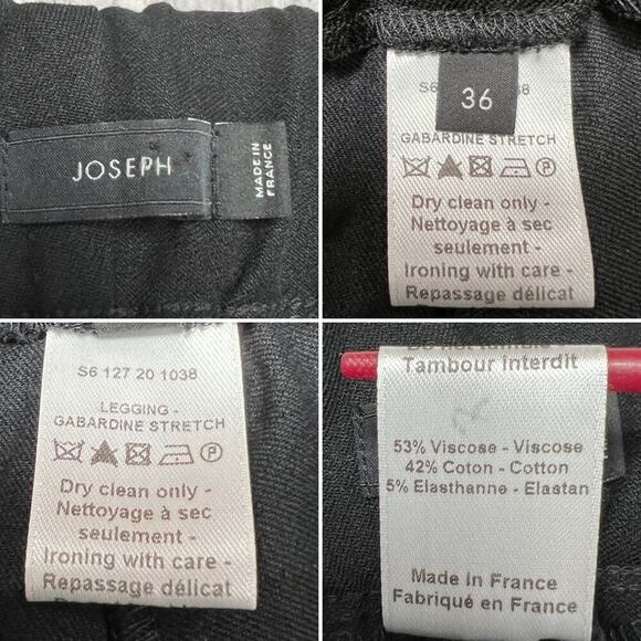 JOSEPH Gabardine Pull-On Slim Pant SIZE 36 US 4 Black Elastic Waist FRANCE - Picture 3 of 10